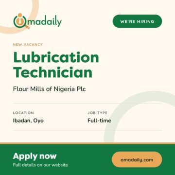 Lubrication Technician at Flour Mills of Nigeria Plc