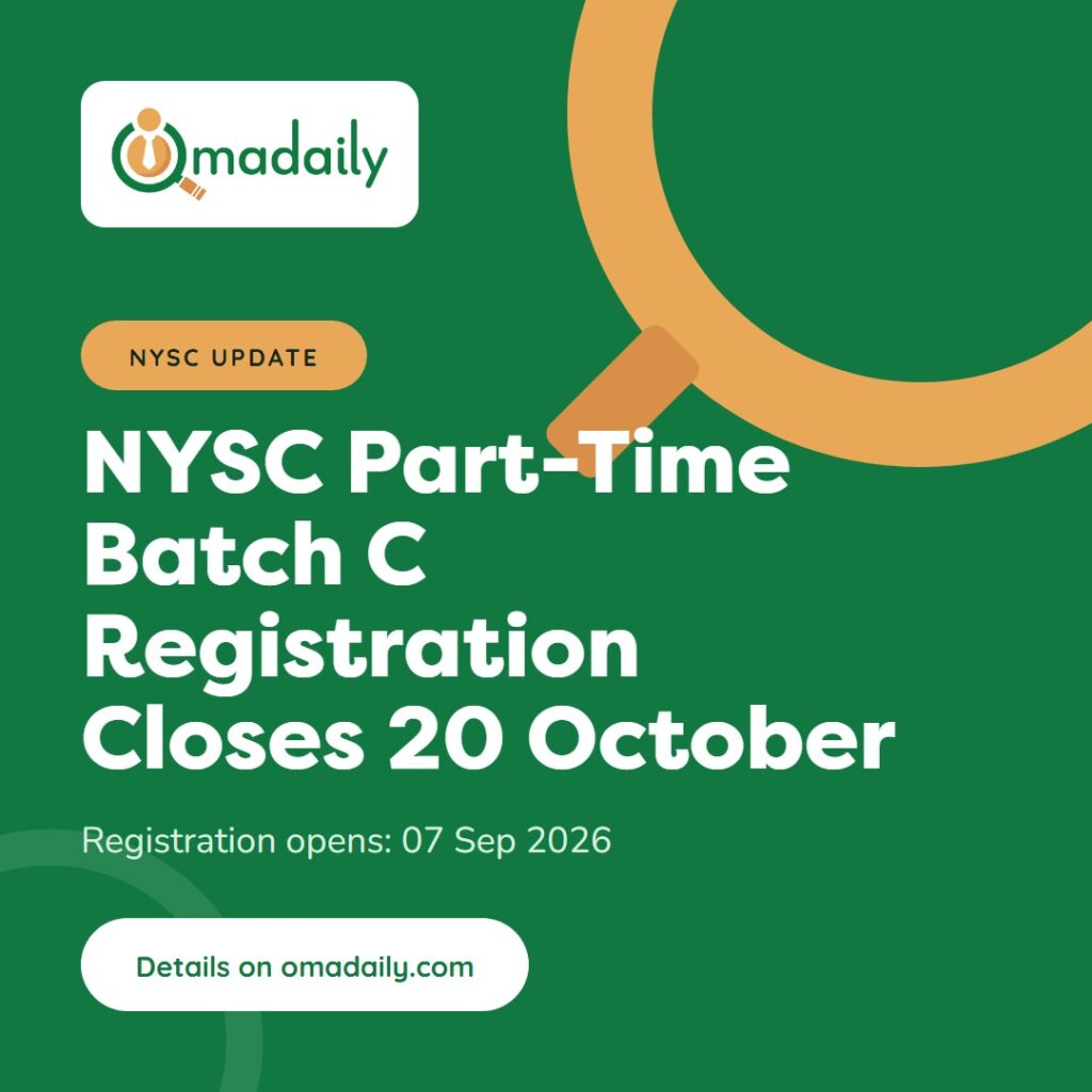 NYSC Part-Time Batch C Registration Closes 20 October