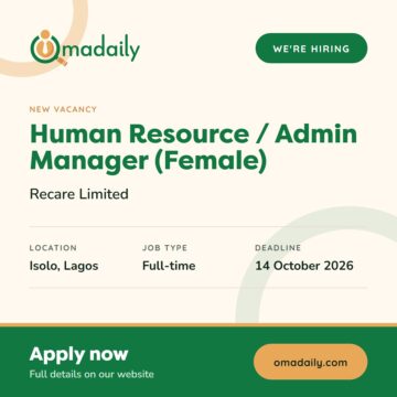 Human Resource / Admin Manager (Female) at Recare Limited