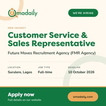 Customer Service & Sales Representative at Future Moves Recruitment Agency (FMR Agency)